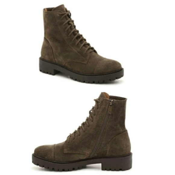 NWT Lucky Brand LP Ictus Olive Oiled Suede leather lace up Combat ankle boots 10 - Picture 15 of 17
